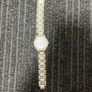 Silver Watch with Blue Face